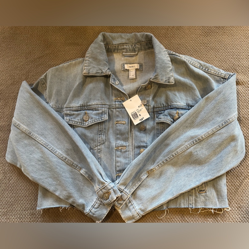 Forever 21- women’s size small cropped denim jacket